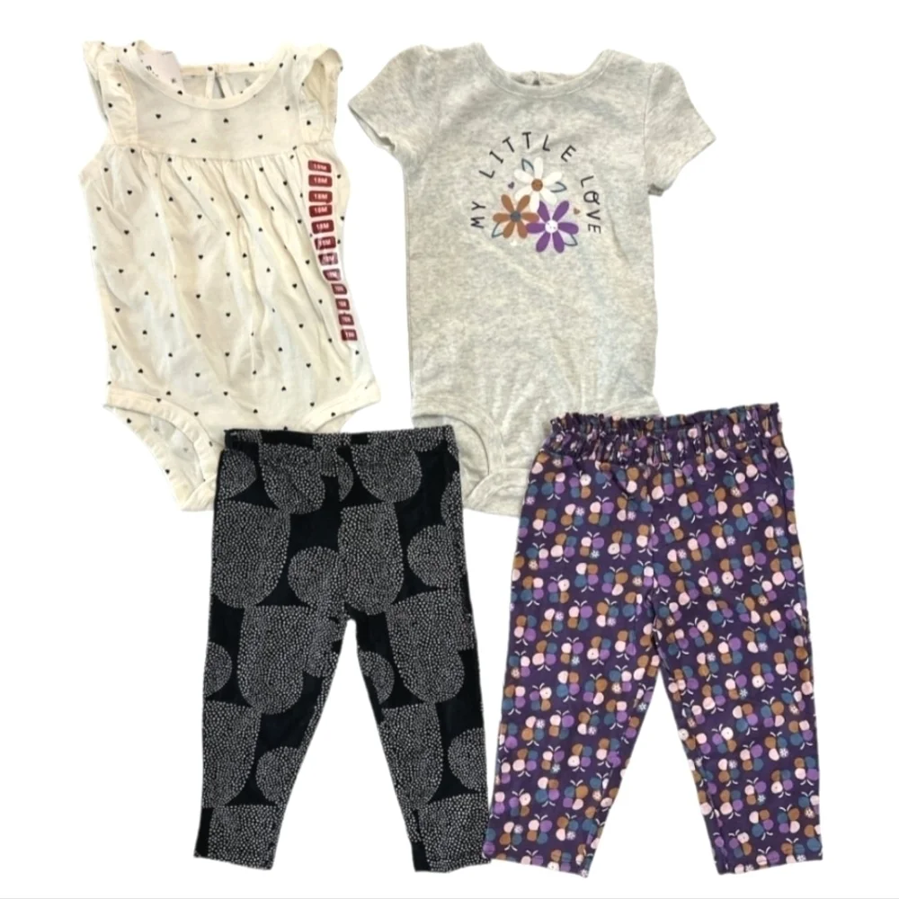 Carter's 4 Piece My Little Love Baby Girl Set Size 0-3 Months - New With Tags - Picture 2 of 6